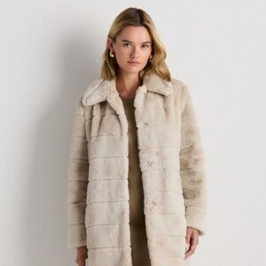 **ISO** Quince Faux Fur Long Coat in Latte, Xs!! <3